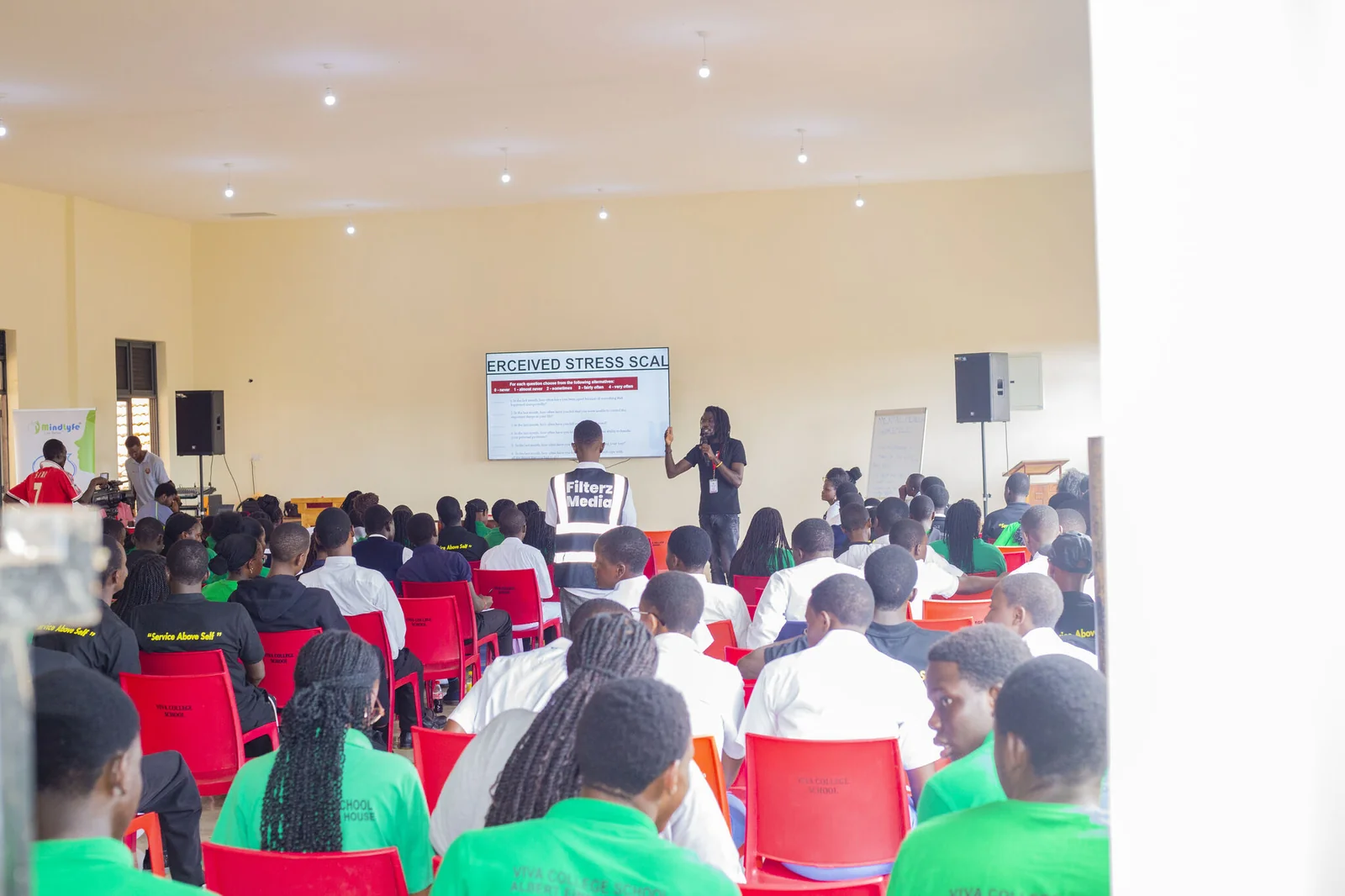 Session with 250 students from Viva College, Busoga College Mwiri, and St. M. Kalemba SSS Nazigo